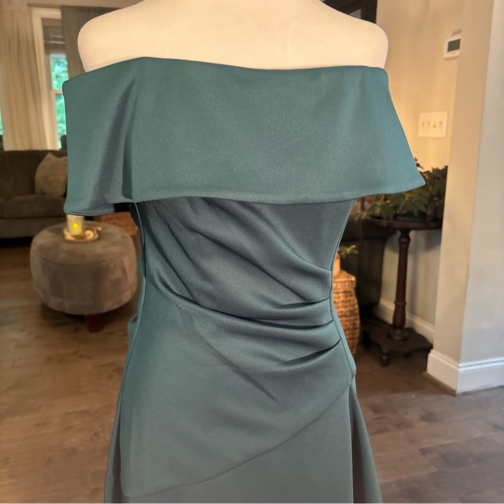 Xscape Green Ruched Strapless Sundress - Picture 3 of 8